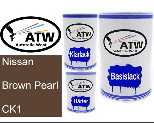 Nissan, Brown Pearl, CK1: 500ml Lackdose + 500ml Klarlack + 250ml Härter - Set, von ATW Autoteile West.